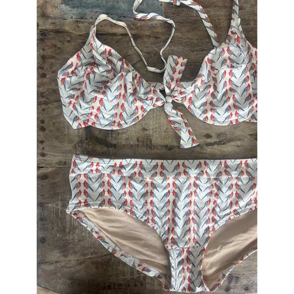 J. Crew Swim Bird Print Two Piece Swim Suit - Picture 3 of 9